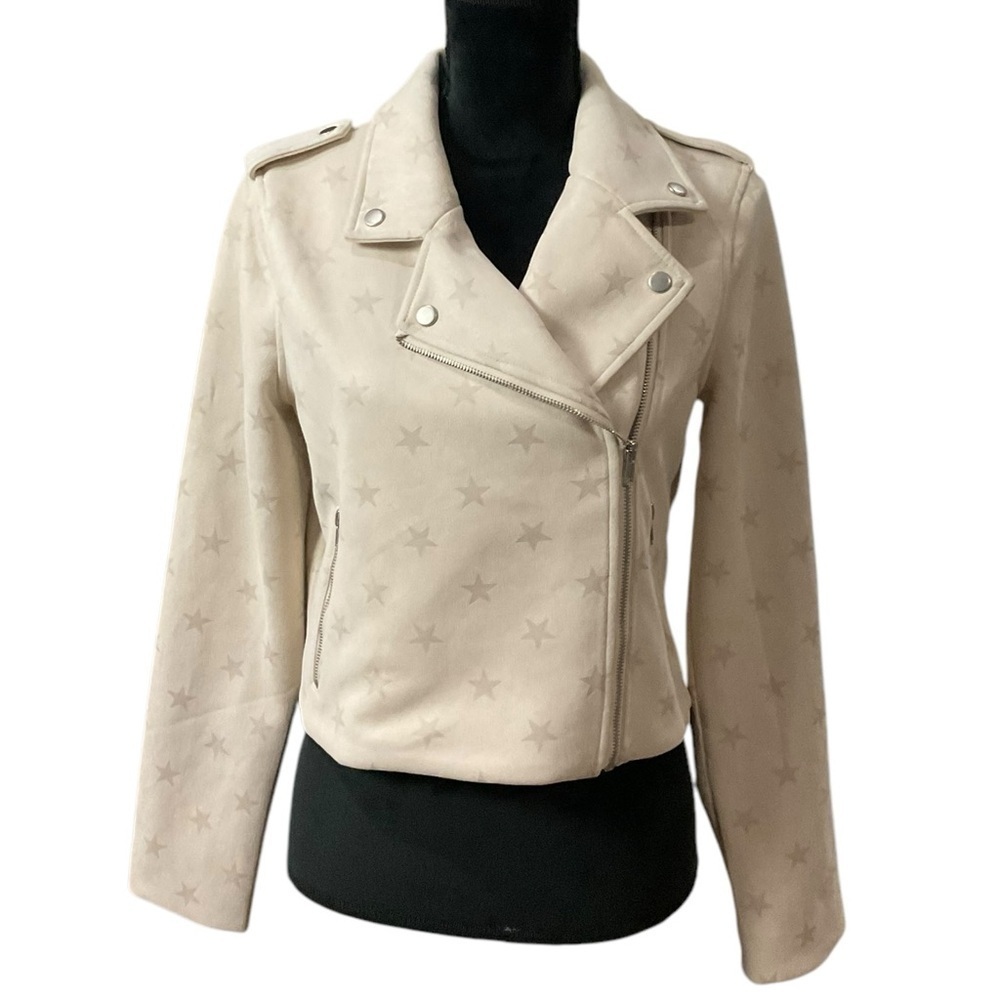 LeLis Faux Suede Star Moto Jacket Size Small